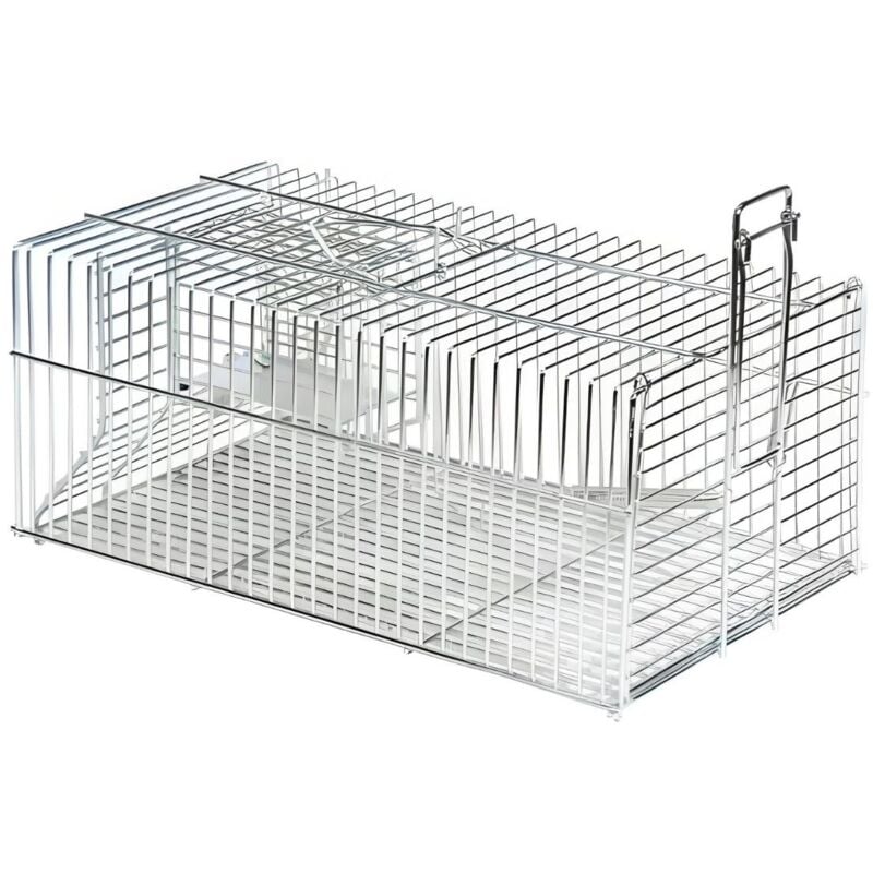 Visiodirect - Piège pour Rats Double entrée en Zinc coloris Gris - 35 x 19 x 13,5 cm