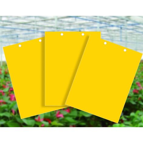 Pièges à Insectes, 50 Papier Collant Double Face, Jaune Sticky Papiers pour Blanc Feuille de Mouches pour Anti-Insecte Anti Blanc Feuille de Mouches, Mites Jardin Plante Fleur Fruits