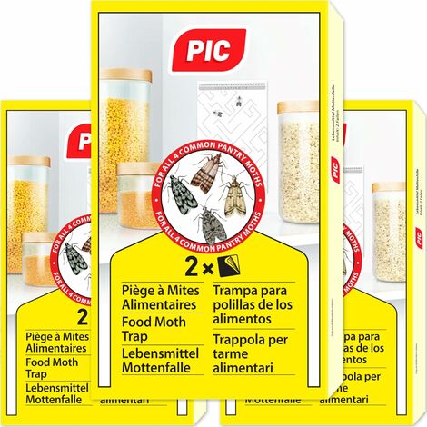Piéges à Mites Alimentaires - Paquet Triple = 6pièges Anti Mites - Piège à phéromones pour la Cuisine et Les magasins - Anti mite Alimentaire