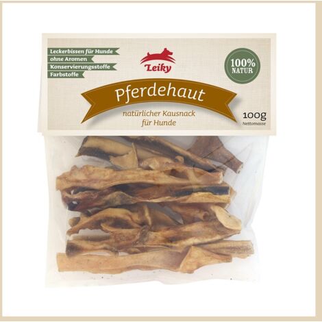 Piel de caballo para perros 100 g  masticable natural, limpiado sin químicos  Leiky