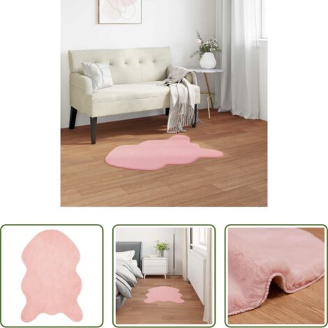 Piel de conejo -  Alfombra de pelo sintético antideslizante Olite Rosa Poliéster
