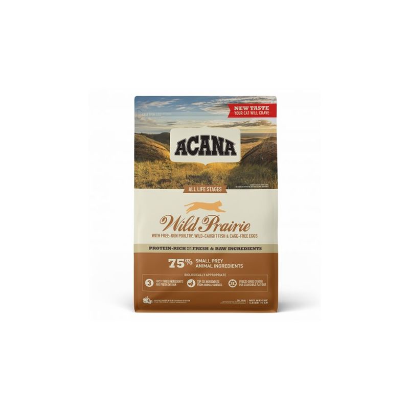 

Wild Prairie Pienso Natural para Gatos de todas las Edades con Pollo, Pavo y Pescado Saco de 1,8 kg - Acana