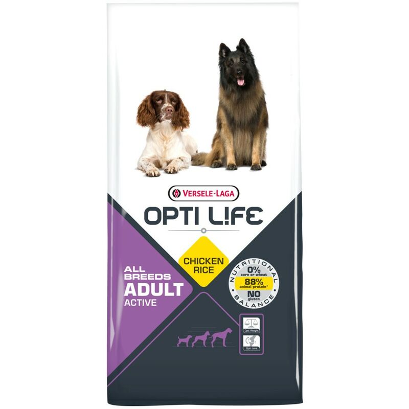 

Pienso para perros Opti Life Adult Active con pollo y arroz | Pienso para perros Versele Laga | Comida para perros 12,5 kgs