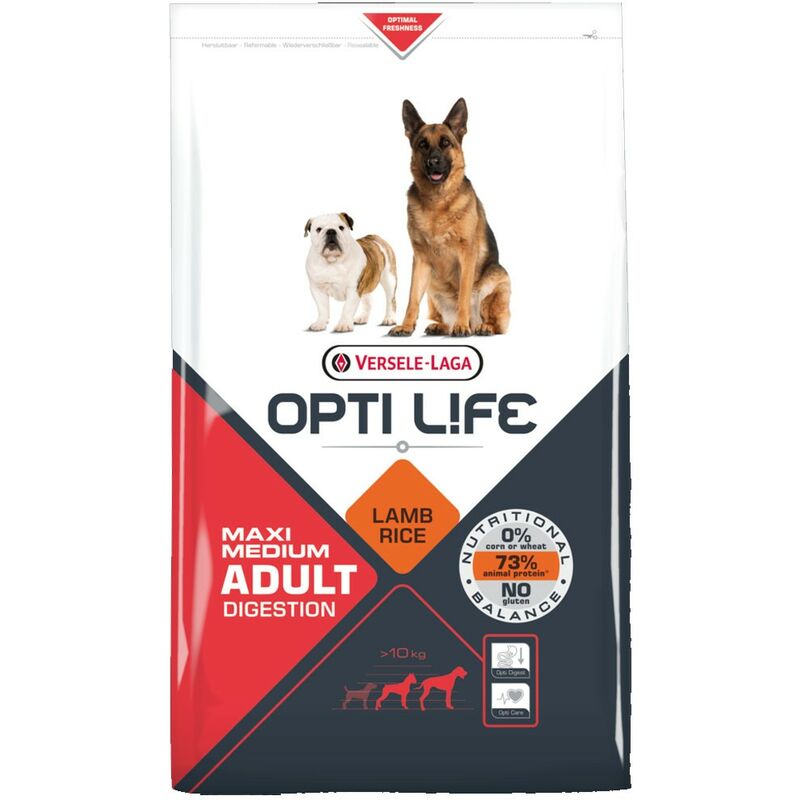 

Pienso para perros Opti Life Adult Digestion con cordero y arroz | Pienso para perros Versele Laga | Comida para perros 12,5 kgs