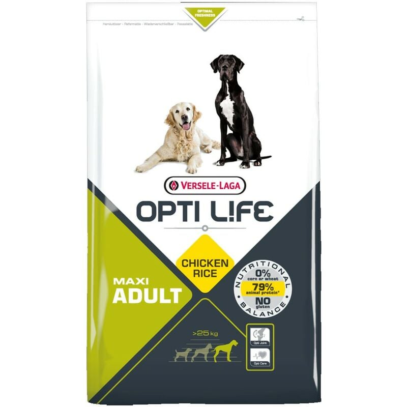 

Pienso para perros Opti Life Adult Maxi con pollo y arroz | Pienso para perros de raza grande Versele Laga | Comida para perros 12,5 kgs