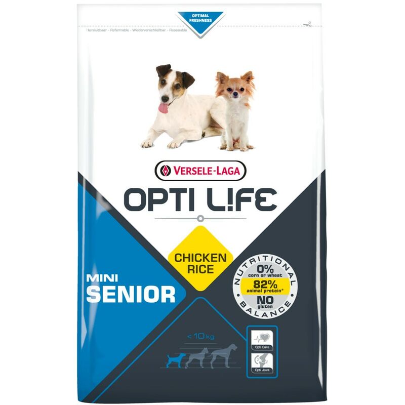 

Pienso para perros Opti Life Senior Mini con pollo y arroz | Pienso para perros de raza mini Versele Laga | Comida para perros 7,5 kgs