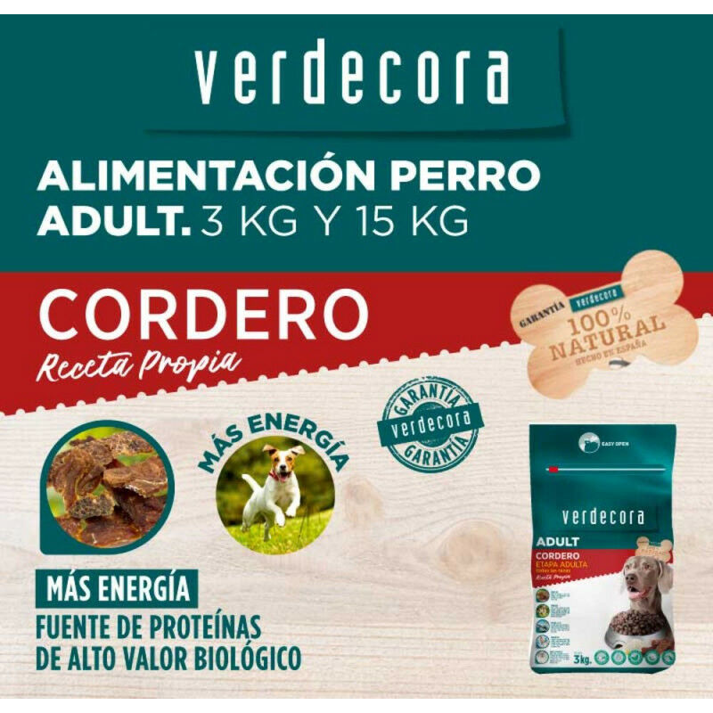

PIENSO PERRO ADULTO CORDERO - 3 Kilos - Verdecora