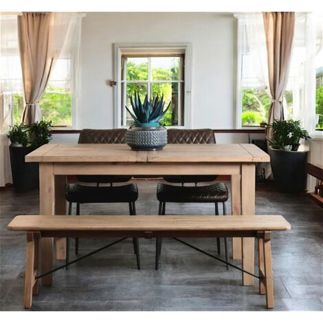 Pier Import – Banc de table bois recyclé clair 150 cm – Longueur 150 cm – Largeur 38 cm – Hauteur 45 cm – Poids maximal 240 kg