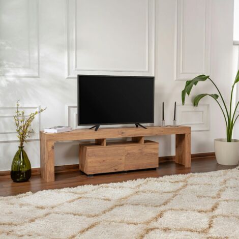Pier Import – Banc TV moderne avec rangement – Finition effet pin – Dimensions 180x31x50 cm – Structure en MDF mélaminé – Meuble à monter