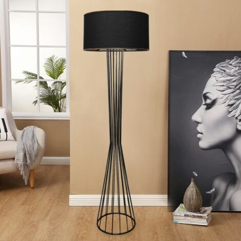 Pier Import – Lampadaire salon moderne noir – Abat-jour tissu 38cm – Hauteur 155cm – Protection IP20 – Lumière douce et agréable