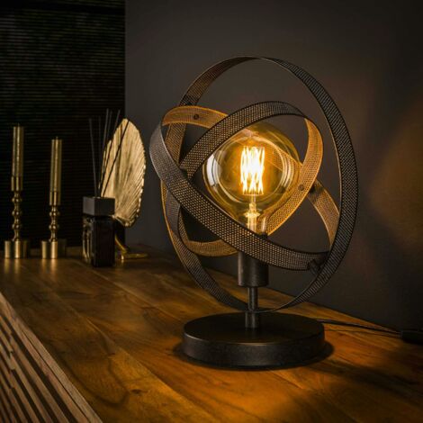 Pier Import – Lampe à poser industrielle globe – Hauteur 38 cm – Métal effet vieilli – Ampoule E27 60W max – Éclairage vintage pour intérieur moderne