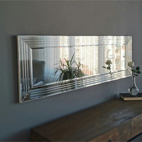 Pier Import – Miroir horizontal 120 cm – Cadre rainuré – Verre – Hauteur 40 cm – Élégance moderne pour décoration intérieure