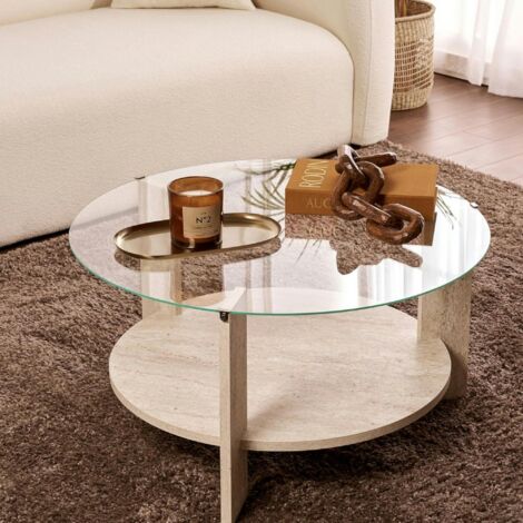 Table basse effet travertin - HEMY