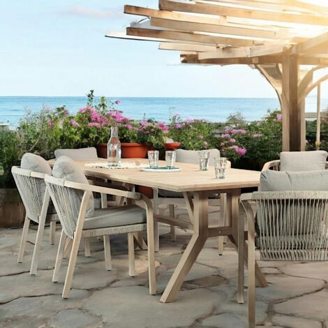 Pier Import – Table de jardin en bois d'acacia 220 cm – F.S.C® huilé – Longueur 220 cm – Largeur 100 cm – Hauteur 75 cm – Esthétique naturelle