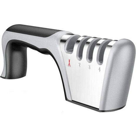 Pierre à aiguiser de cuisine, poignée confortable, gadget de cuisine, ciseaux à aiguiser, couteau de cuisine, aiguisoir polyvalent en acier inoxydable noir
