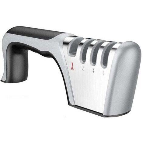 Pierre à aiguiser de cuisine, poignée confortable, gadget de cuisine, ciseaux à aiguiser, couteau de cuisine, aiguisoir polyvalent en acier inoxydable noir