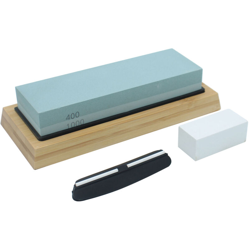 Lifcausal - Pierre à aiguiser double face en carbure de silicium vert grain 400/1000 Pierre à aplatir Guide d'ange Aiguiseur de coupe-cuisine