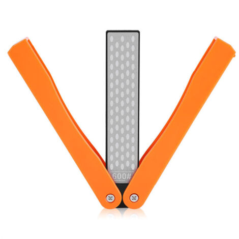 Pierre à aiguiser pliable double face 400/600 pour le camping en extérieur (jaune)
