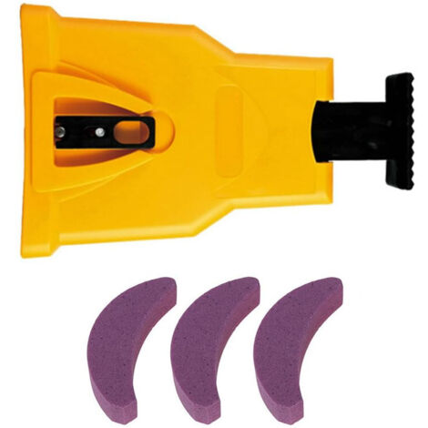 Pierre à aiguiser pour affûteur de tronçonneuse, outils rapides pour bûcherons et tondeuses à gazon - Kit complet avec 3 pierres - OUYLAF