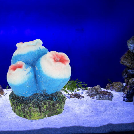 Pierre à bulles d'oxygène pour aquarium, bleue, 3 fleurs, décoration, ornement pour aquarium paysager