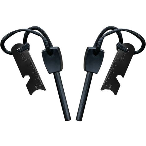Pierre à Feu de Survie,Allume Feu avec Grattoir, Waterproof, 10,000 Etincelles à 3,000 Degrés, Barre 8 mm, Fire Steel en Magnesium - Fire Starter,Lanière de Cou,Grattoir Multi-Outils(2 pièces)
