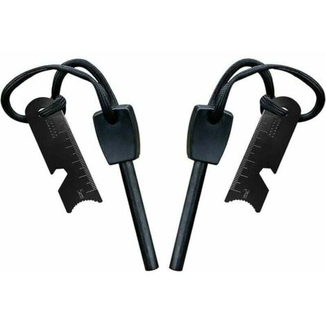 Pierre à Feu de Survie,Allume Feu avec Grattoir, Waterproof, 10,000 Etincelles à 3,000 Degrés, Barre 8 mm, Fire Steel en Magnesium - Fire Starter,Lanière de Cou,Grattoir Multi-Outils(2 pièces)