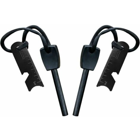 Pierre à Feu de Survie,Allume Feu avec Grattoir, Waterproof, 10,000 Etincelles à 3,000 Degrés, Barre 8 mm, Fire Steel en Magnesium - Fire Starter,Lanière de Cou,Grattoir Multi-Outils(2 pièces)