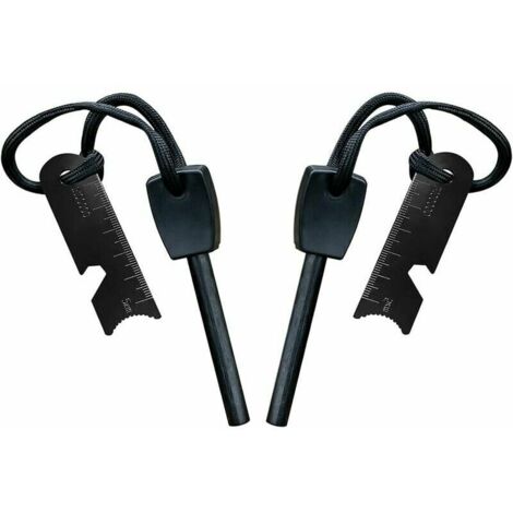 Pierre à Feu de Survie,Allume Feu avec Grattoir, Waterproof, 10,000 Etincelles à 3,000 Degrés, Barre 8 mm, Fire Steel en Magnesium - Fire Starter,Lanière de Cou,Grattoir Multi-Outils(2 pièces)