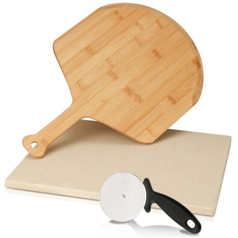 Pierre à Pizza pierre à pain rectangulaire pelle à pizza en bois hxlxd: 15 x 300 x 380 mm