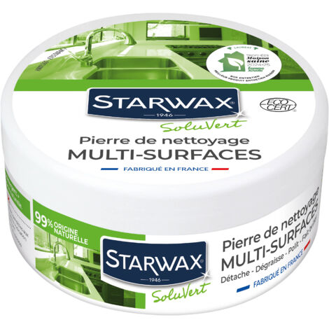 Starwax – Pierre blanche de nettoyage 375g – Formule 100% d'origine naturelle – Éponge bi-face incluse – Pour toutes surfaces lavables