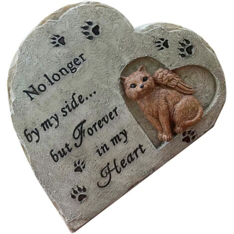 Pierre Commémorative Chat Résine Statue Extérieure pour Jardin Souvenir