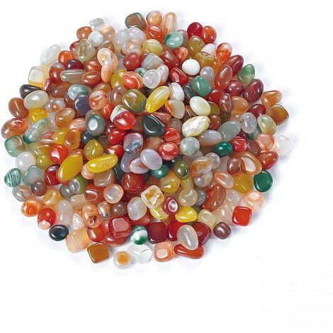 Pierre d&39agate 8-12mm Pebbles Gravier Poli Naturel Poli Pierres de Couleur Mélangée Petites Pierres de Rivière Décoratives pour Maison Plante Aquarium Décoration (Ovale, 500g)