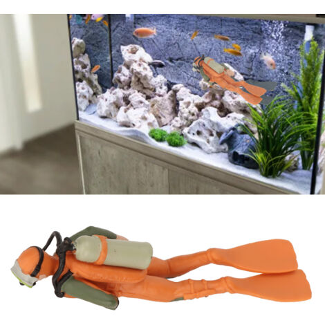 Pierre Flottante pour Aquarium avec Plongeur en Position de Nage Décoration Aquatique Réaliste Orange - AUTRES