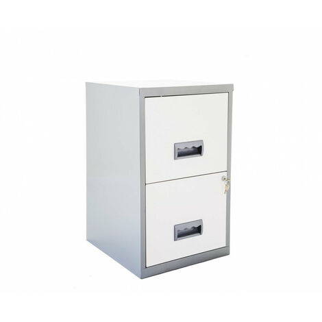Pierre Henry 2 Drawer Maxi Tall Filing Cabinet - Silver/White