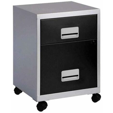 Pierre Henry Combi Filing Cabinet 2 Drawer - Silver/Black