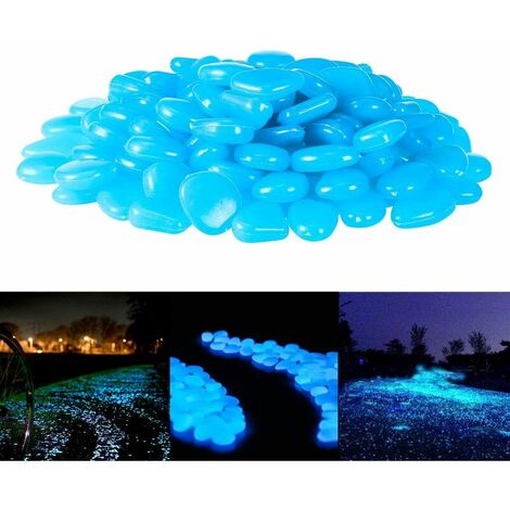 Pierre Lumineuse Exterieur, 120 pcs Artificiels Galets Fluorescent Décoration pour Jardin Chemin Piscine Aquarium Éclairage de Nuit Bleu