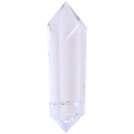 Pierre précieuse de guérison en cristal de quartz naturel (colonne de cristal blanc à double pointe de 5,2 cm)
