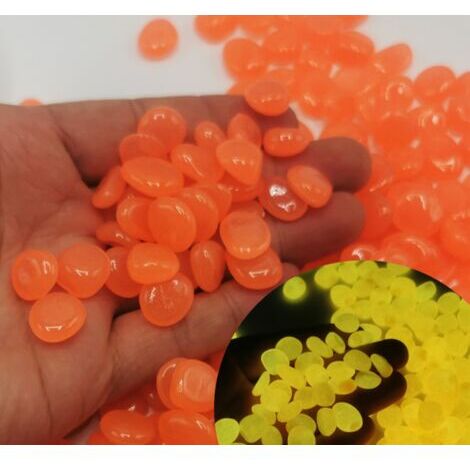 Pierre Rougeoyante Colorée, Pavés Lumineux pour la Décoration des Allées de Jardin/Aquarium, Gravier Décoratif en Résine, Pierre D'aménagement Paysager D'aquarium 300 Pièces (Orange)