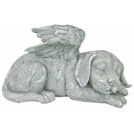 Pierre tombale honorifique de statue de chien d'ange d'animal familier, 12 cm, poliresina