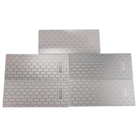 Pierres à Aiguiser Diamant, 5 PièCes Plaques D'AffûTage Diamant avec Plaque de en Nid D'Abeille Grain 200/400/600/1000/2000
