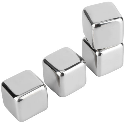 Pierres à Whisky Réutilisables en Acier Inoxydable 304 - 4 Boules de Refroidissement pour Boissons - Accessoires de Bar et Fête