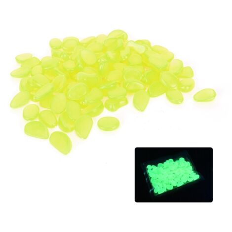Pierres luminescentes décoration jardin aquarium - Lot de 100 - Vert Fluorescent