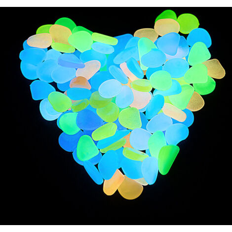 Pierres lumineuses - Cailloux fluorescents colorés pour jardin, cour, sentiers (100/bag) - Multicolore - Résine - Absorption lumière 1h