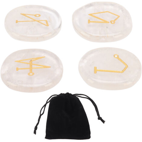 Pierres Runes Portables en Cristal de Guérison pour Équilibre des Chakras et Méditation Reiki - Blanc