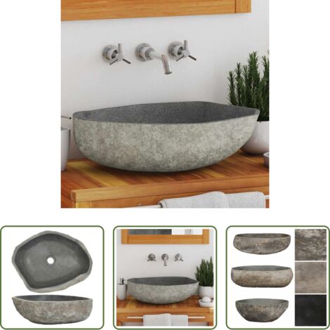 Pietra di fiume -  Lavandino in Pietra di Fiume Ovale (45-53)x(34-41) cm