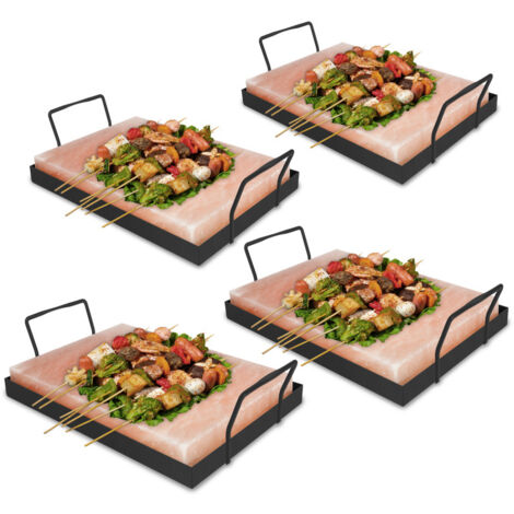 Pietra di sale con supporto Pietra di sale premium 30x20x3 cm Pietra per grigliare per pasti barbecue 4X