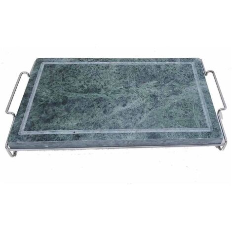 Pietra Ollare 20x30 cm con Stand in Metallo Bistecchiera & Grill da Tavolo Barbecue Griglia per Servire Carni Verdure pesce al Tavolo