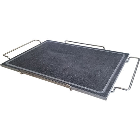 Pietra ollare rettangolare grande cm 29x40 per servire a tavola Bistecchiera Grill Barbecue Griglia da Tavolo per Carni Verdure pesce con supporto inox
