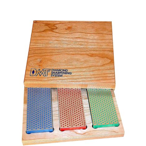 Pietra per affilare DMT Diamant in contenitore in legno duro, 15,2 cm / 6 pollici, kit con 3 pietre per affilare in 3 grane, W6EFC