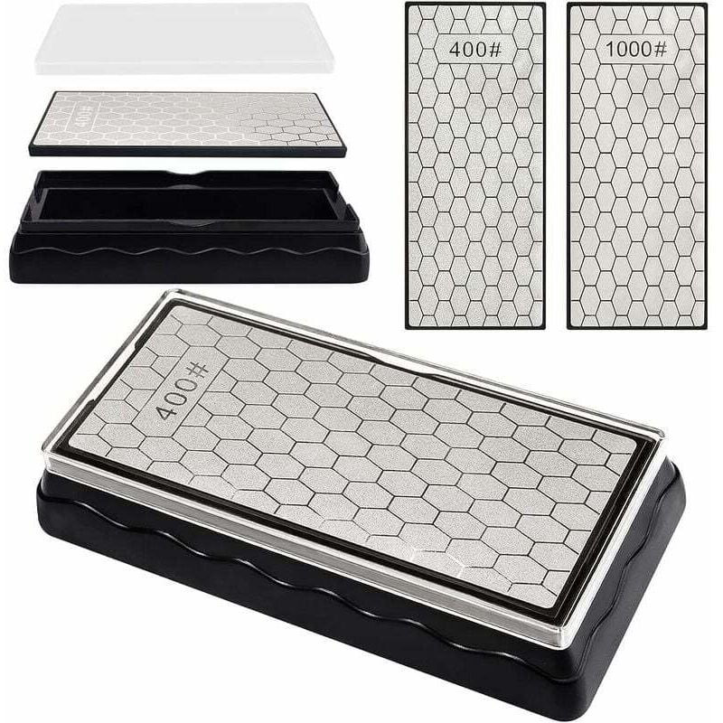 Image of Pietra per affilare Pietra per affilare Piastra per affilatura diamantata a doppia faccia, Pietra per affilare i coltelli con grana 400/1000,
